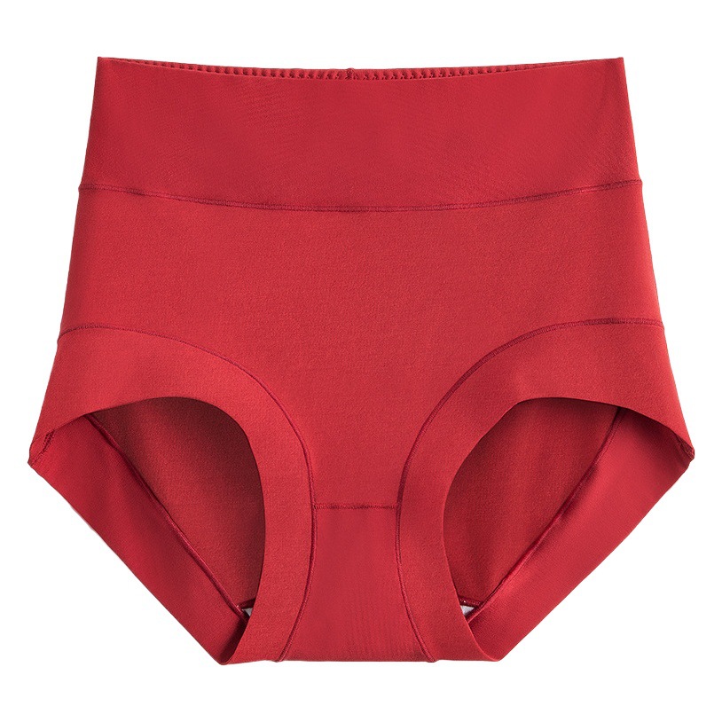Paquete de 60 bragas de algodón modal para mujer, color rojo, con ribete de encaje, cintura alta, control de abdomen, estilo fino con entrepierna de algodón puro, en stock.
