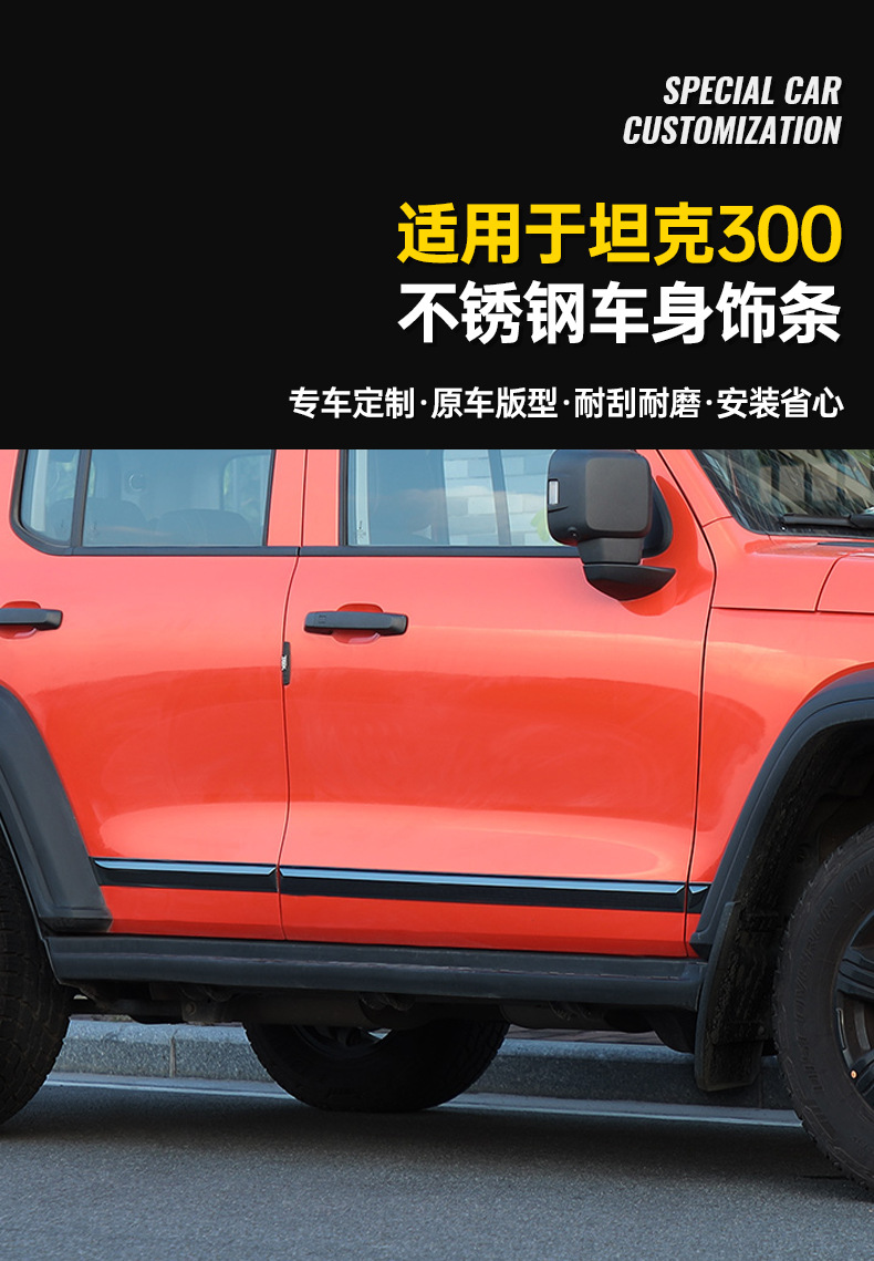 Suitable for 20-25 Models of Tank 300 Modified Body Trim Strips, Wey Car Door Bright Strips, Anti-Scratch and Anti-Collision Decorative Parts