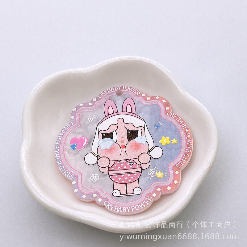 53*51 ミリメートルアクリルアセテート両面レリーフプリント泣いている赤ちゃんぶら下げ穴ビーズ diy 携帯電話チェーンぶら下げ穴ジュエリーパーツ|undefined