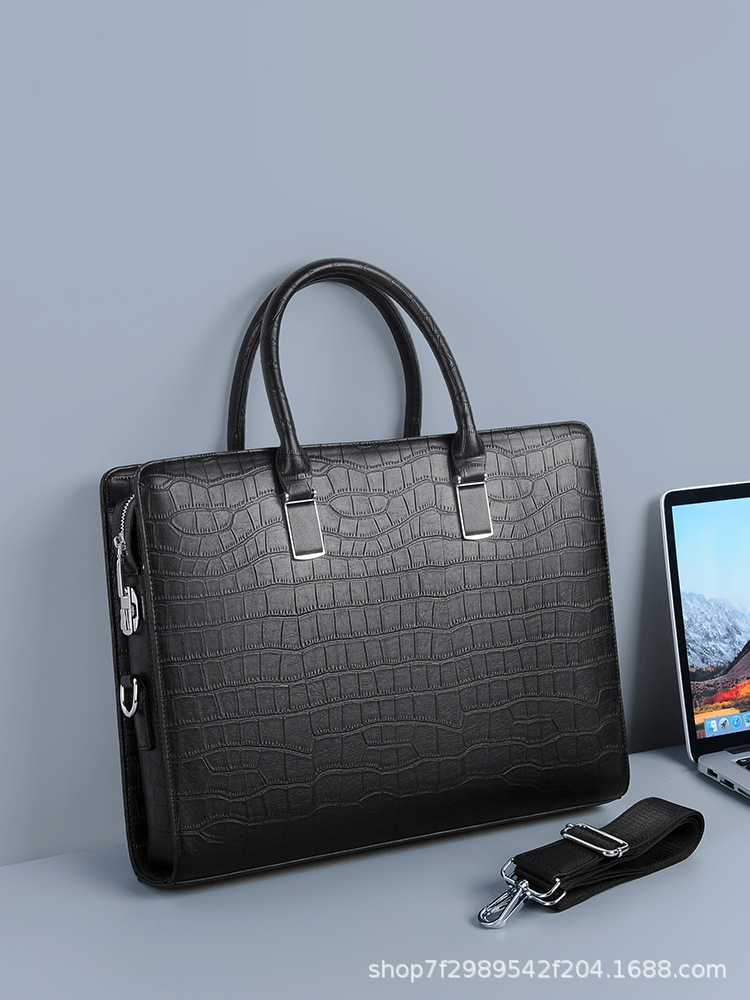 Cartera de archivos de hombres transfronterizos, bolso de computadora, bolso de mano, bolso de oficina de cocodrilo de negocios, bolso de viaje image 1