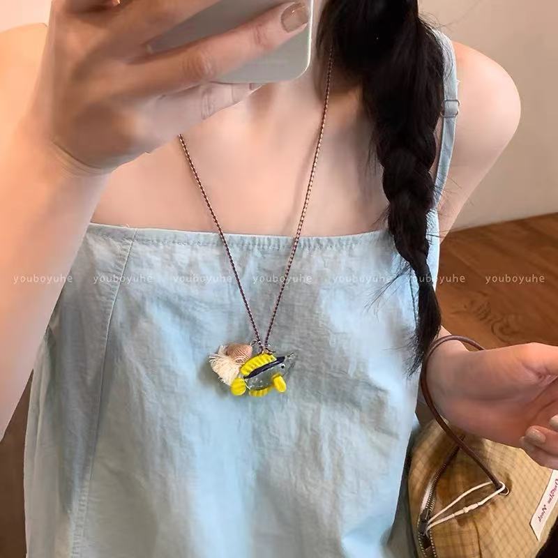 ドーパミンカラービーズ猫ペンダントネックレスシンプルでファッショナブルな個性絶妙で甘い多用途子供のような楽しいネックレス女性用|undefined