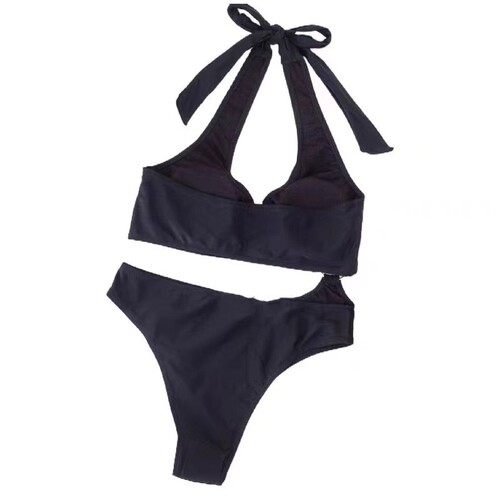 New European and American Women's Solid-Color Bandage Two-Piece Swimsuit – Bandage Bikini Swimwear