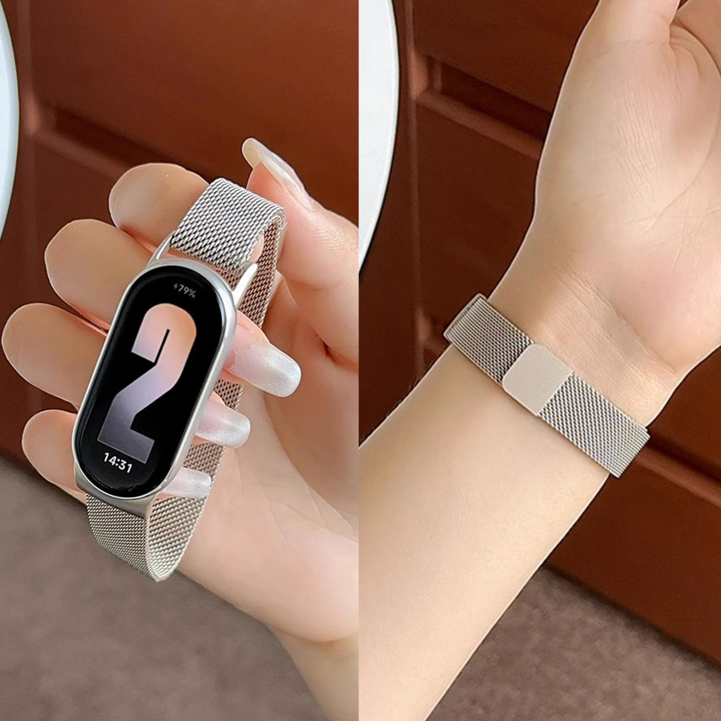 Suitable for Xiaomi Mi Band 10 Watch Strap 9 Watch 8 Wristband Autumn and Winter New Nfc Version Sports Milanese Magnetic Suction for Women