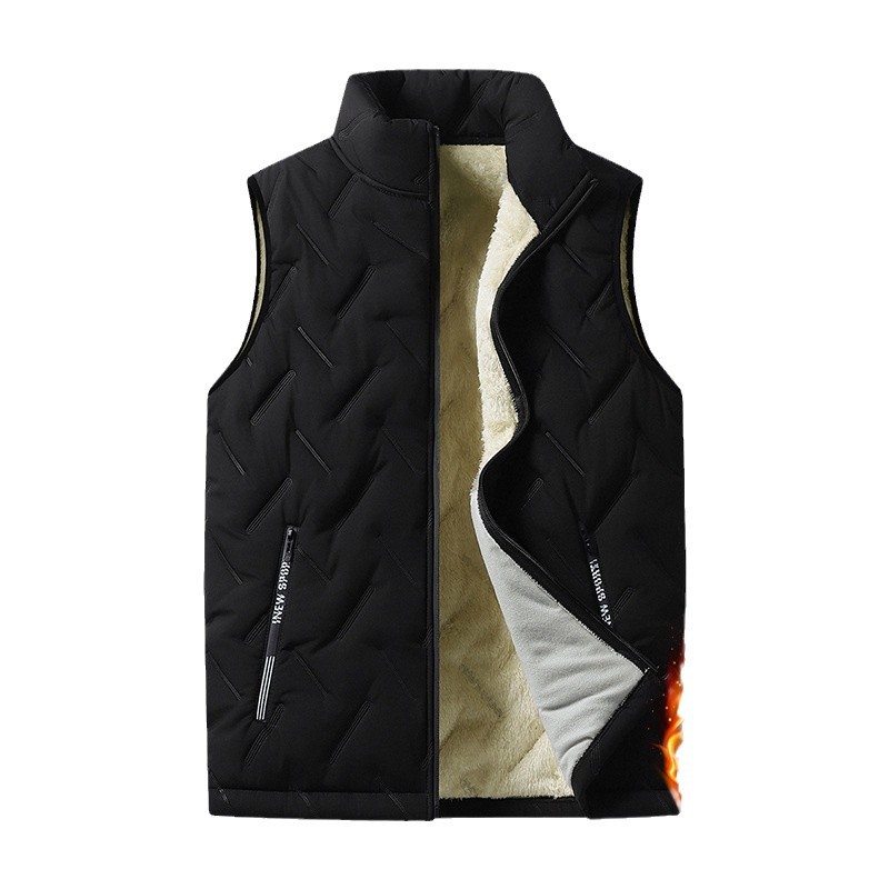 Chaqueta de cachemira de hombre de otoño y invierno, chaqueta de hombro de cachemira gruesa sin mangas, chaqueta caliente para padres de mediana edad