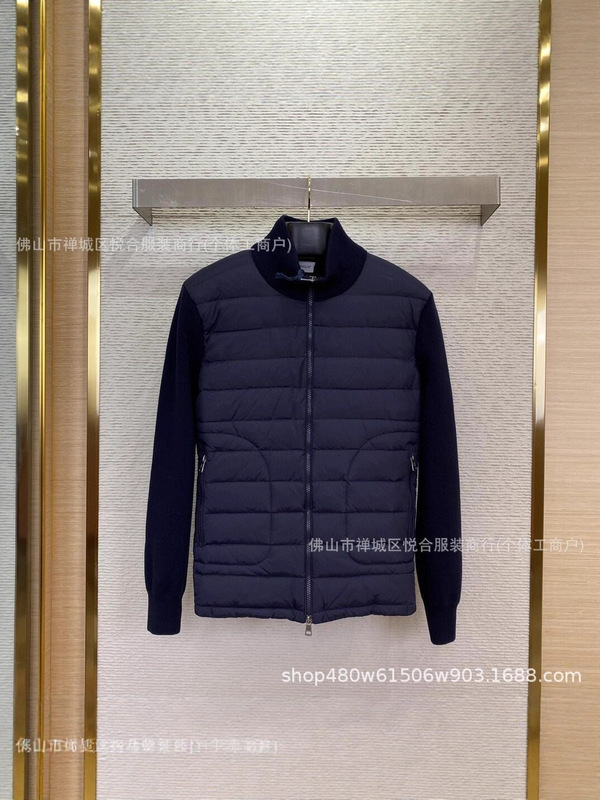 欧洲站新款M家针织拼接休闲羽绒服男白鸭绒保暖情侣修身羽绒外套|undefined