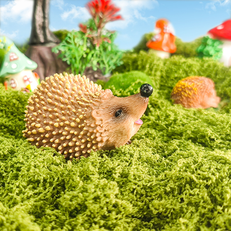 Lindo erizo grande y pequeño simulación animal jardín resina artesanía decoración micro paisaje bricolaje hámster decoración