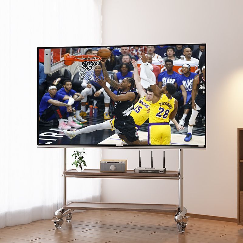 Soporte móvil de televisión de acero inoxidable móvil de piso pequeño dormitorio sala de estar doméstica 43 - 75 pulgadas rueda universal