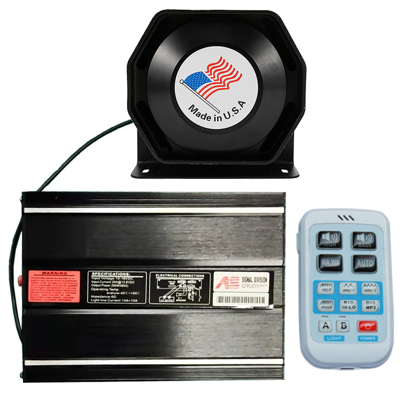 200W car-mounted wireless remote siren and loudspeaker, 12V alarm, high-frequency speaker, AS7200G+ octagonal horn