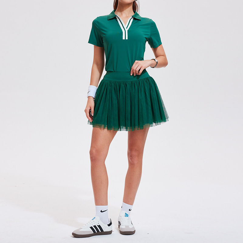 Caijue nuevo trajes deportivos transfronterizos para mujeres anti-corrido ocio camisa de polo de manga corta camisa de tenis de plumas para mujeres