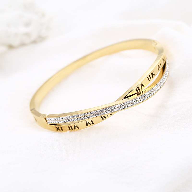 交叉钛钢罗马手镯