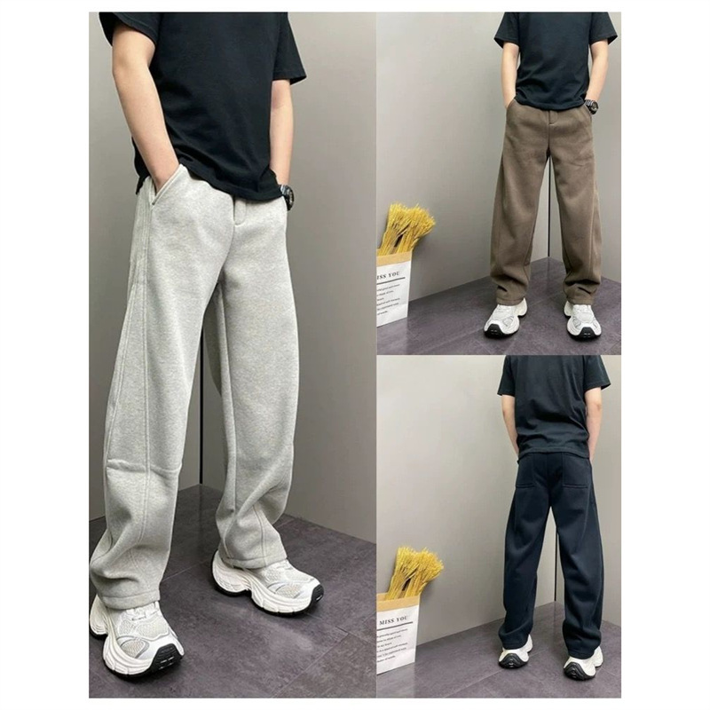 Trendy Brand Stylish Wide-Leg Curved Pants, Simple and Versatile Straight-Leg Pants, Autumn and Winter Casual Sports Pants Trendy Brand Stylish Wide-Leg Curved Pants, Simple and Versatile Straight-Leg Pants, Autumn and Winter Casual Sports Pants