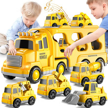 线下出口惯性灯光音乐运输车收纳双层大号工程消防城市男孩玩具车