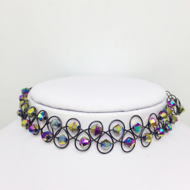 Korean Style Fishing Line Braided Retro Crystal Diamond Tattoo Necklace Necklace Retro Trend Korean Style Fishing Line Braided Retro Crystal Diamond Tattoo Necklace Necklace Retro Trend