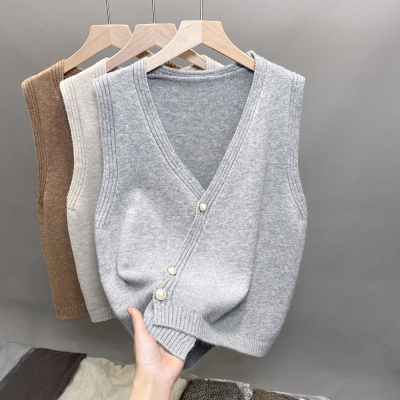 24 invierno Puyuan chaleco de punto chaleco de vestir de otoño para mujeres con un suéter sin mangas en V image 9