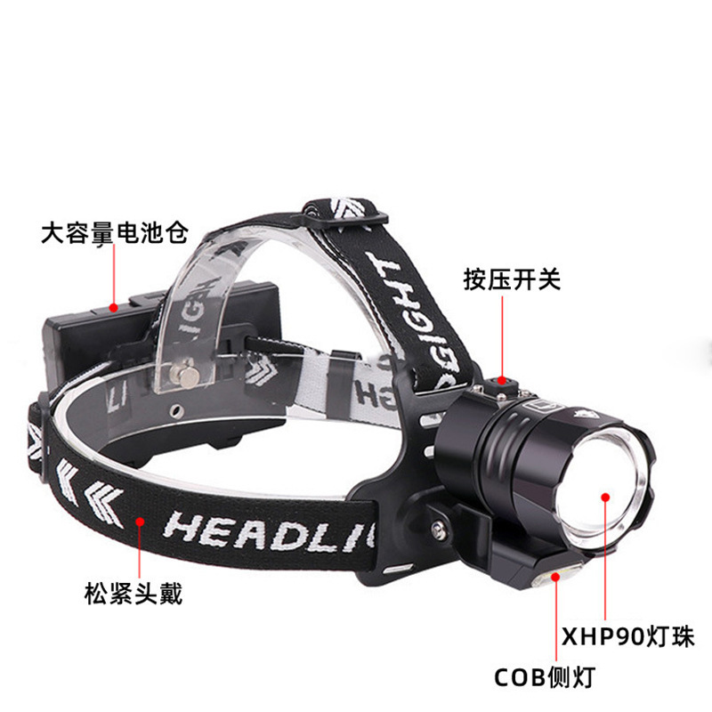 Transfronterizos nueva luz de zoom de largo alcance luz alta luz de pesca al aire libre multifuncional luz de iluminación de luz alta luz luz de luz