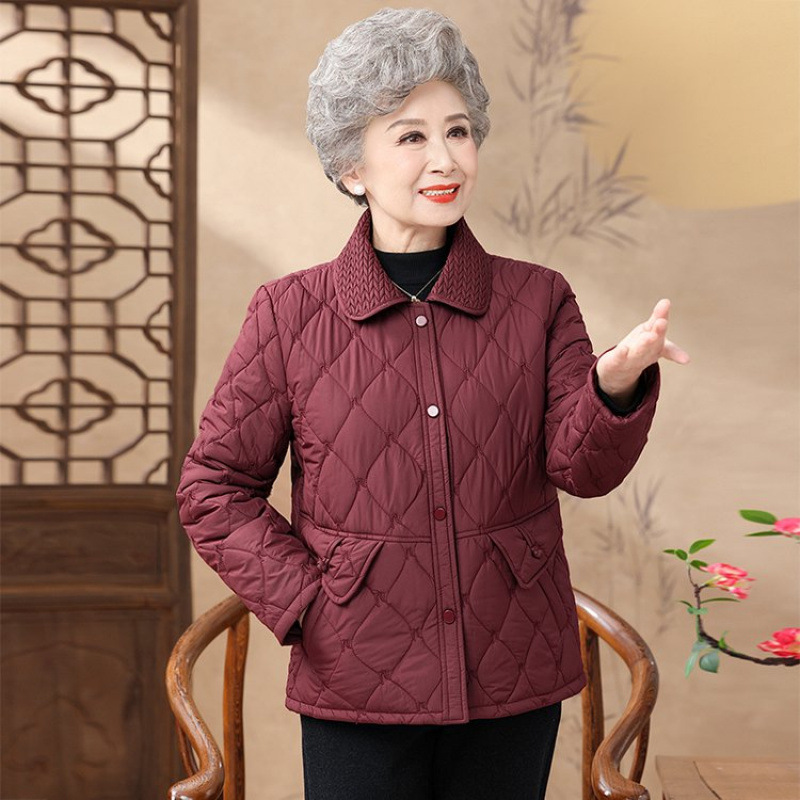 老年人棉衣女奶奶秋冬外套羽绒棉服轻薄款妈妈棉袄老太太老人衣服