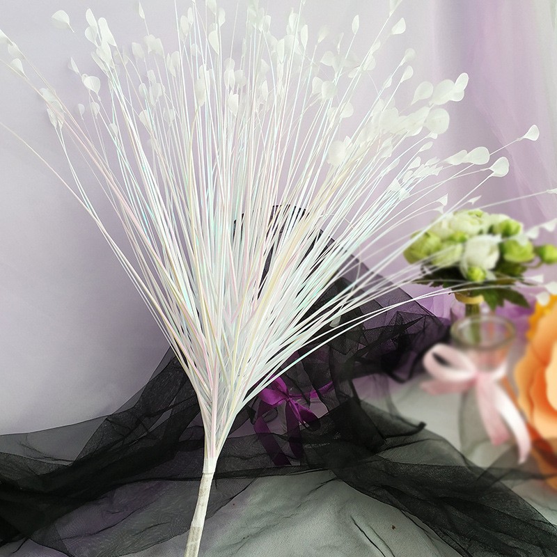 Fábrica directa flores artificiales brillantes de color pavilón plantas accesorios de diseño de flores de caña hojas de cebolla hierba decoración de boda image 6