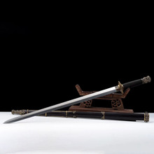 齐国剑龙泉市手工锻打花纹钢宝剑一体长剑冷兵器外贸批发未开刃