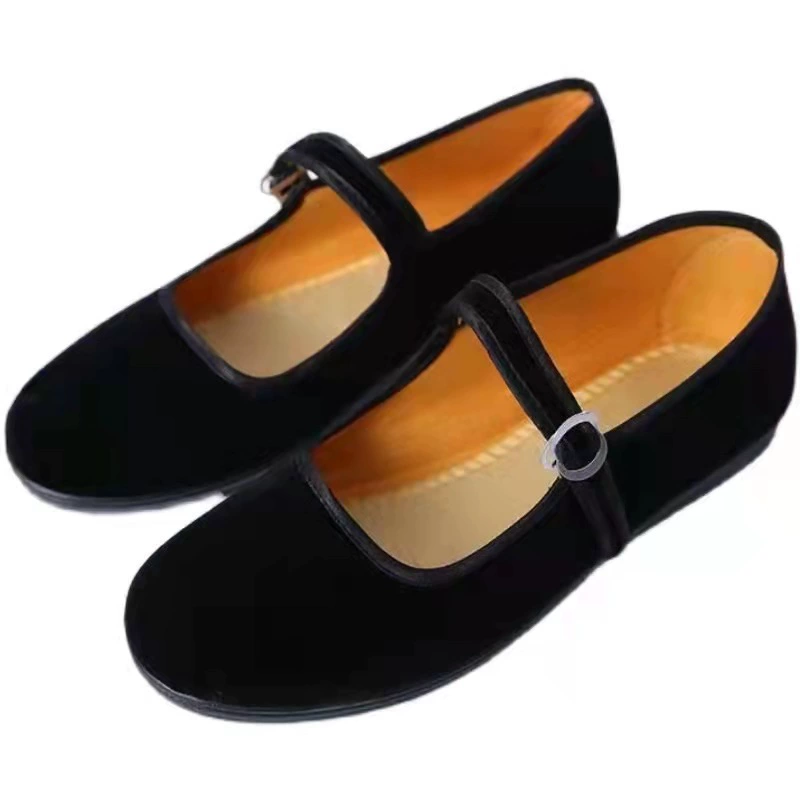 Тканевые туфли Old Beijing, женская красная армейская черная Повседневная замшевая обувь для выступлений среднего возраста на высоком каблуке и низком каблуке