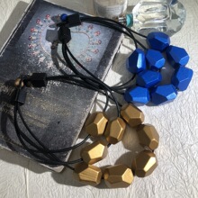 【蜜南】Monies风手作三层乌木风搭配皮绳简约大气款 项链