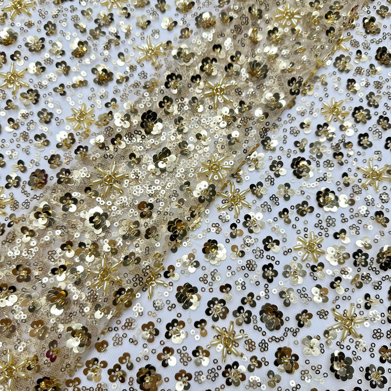 Tejido bordado sequinado bordado tela de cuentas tubo bordado tela de cuentas vestido de boda tubo bordado tela de vestido image 13