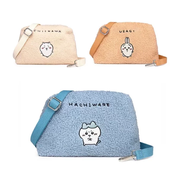 In-Stock Japan Chiikawa Plush Embroidered Shoulder Bag Cartoon Cute Hachiware Usagi Crossbody Bag Adorable