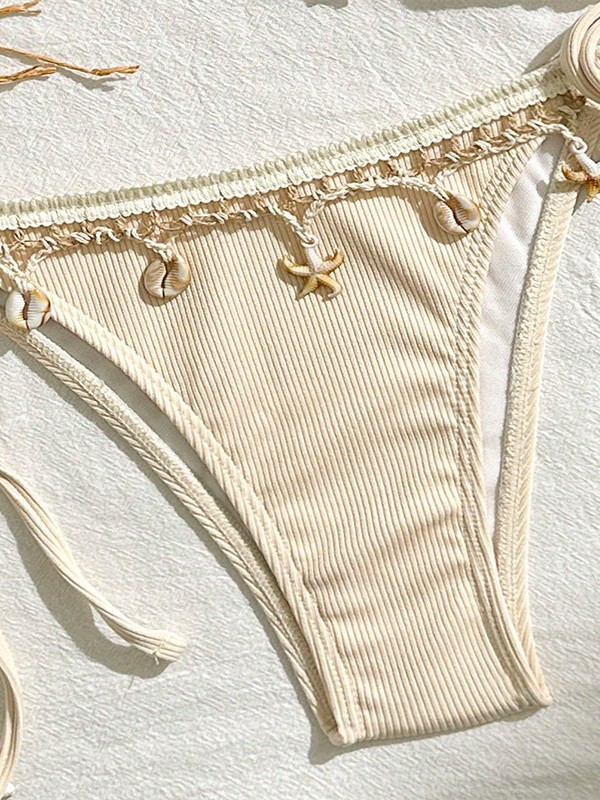 Women's Two Piece Swimsuit Bikini Sexy Beach Style Lace Up Solid Color Three Piece Swimwear_ecoleips.com