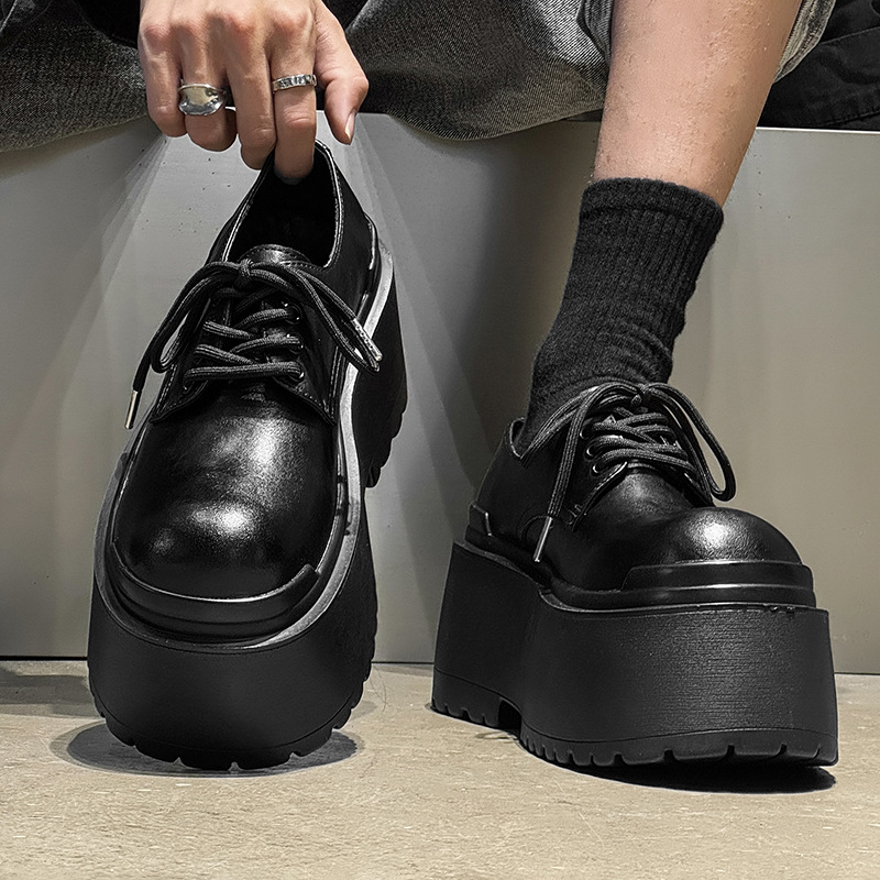 Thick-soled derby shoes with a large toe, British style, height-increasing, fashionable business casual men's shoes for summer commuting and formal wear 66645-W