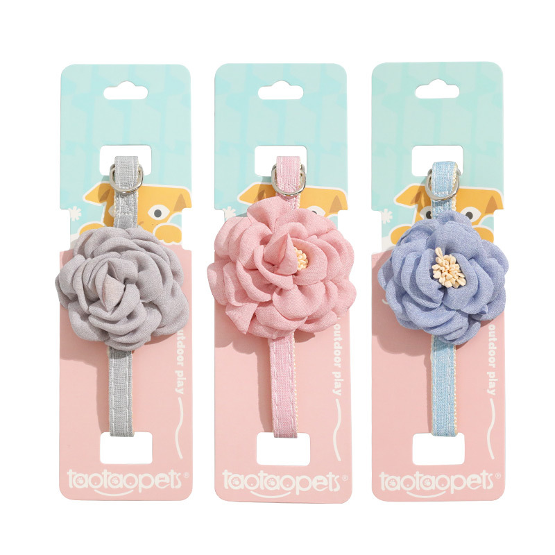 Collar de gato Z ajustable simulación camellia collar de mascotas de color sólido collar de tracción de perros pequeños y medianos al por mayor