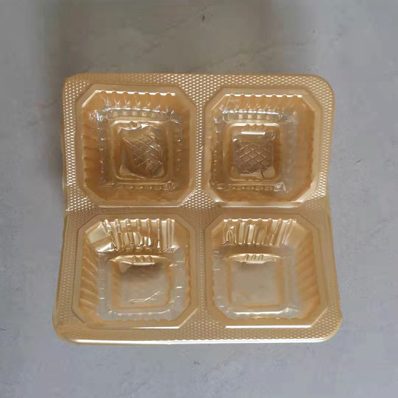 4个装月饼8个装燕窝月饼PVC磨砂吸塑托盘金色透明吸塑盒蛋黄酥托