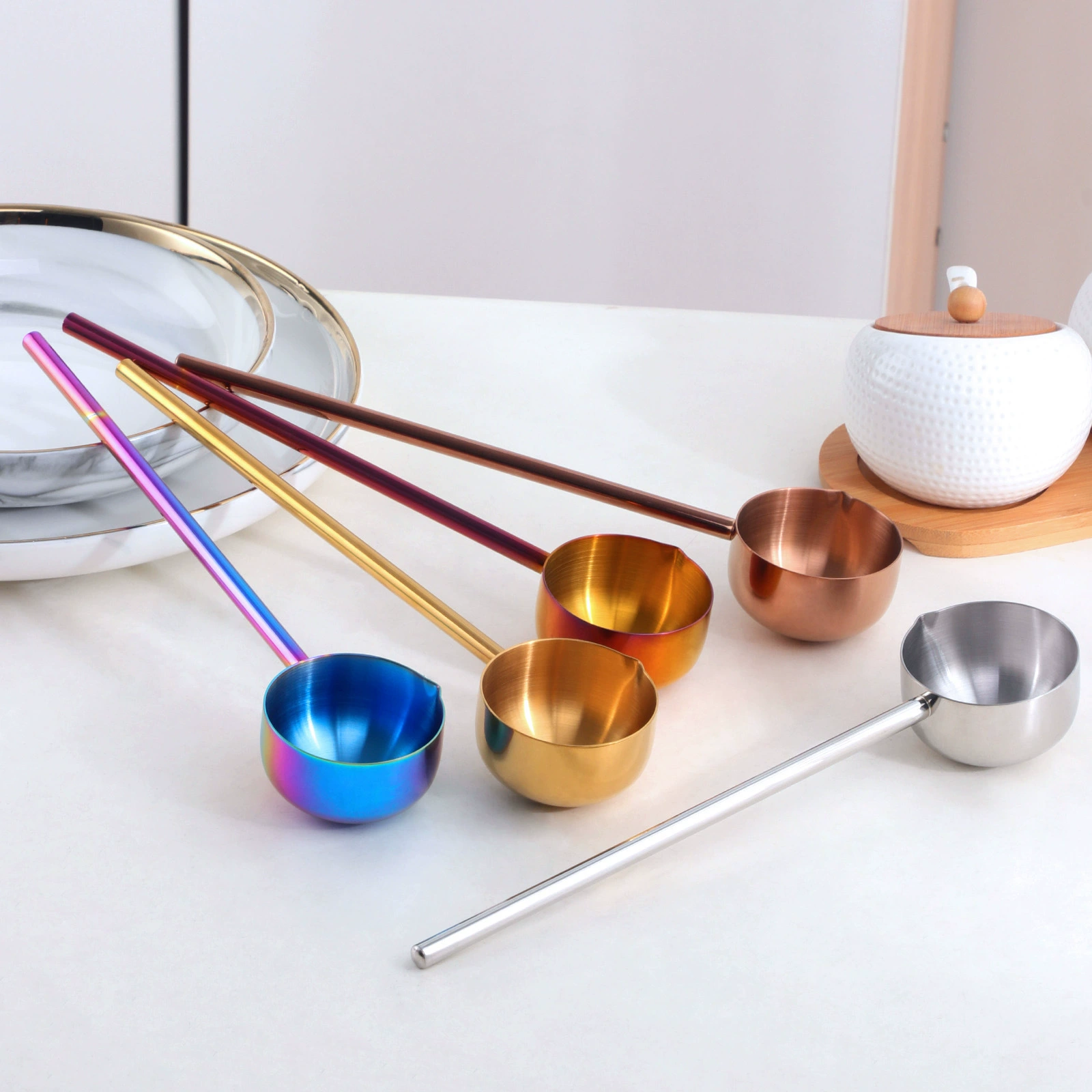 304 из нержавеющей стали с длинной ручкой горячей ложки масла ложка для домашнего питья суп суп суп ложка для специй мини-брызги масла на кухне