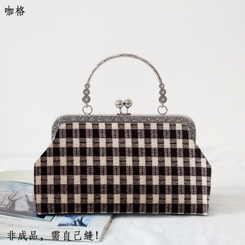 Longze未完成手作り素材バッグ-スクエアマウスゴールドバッグショートハンドバッグは自分で縫う必要があります|undefined