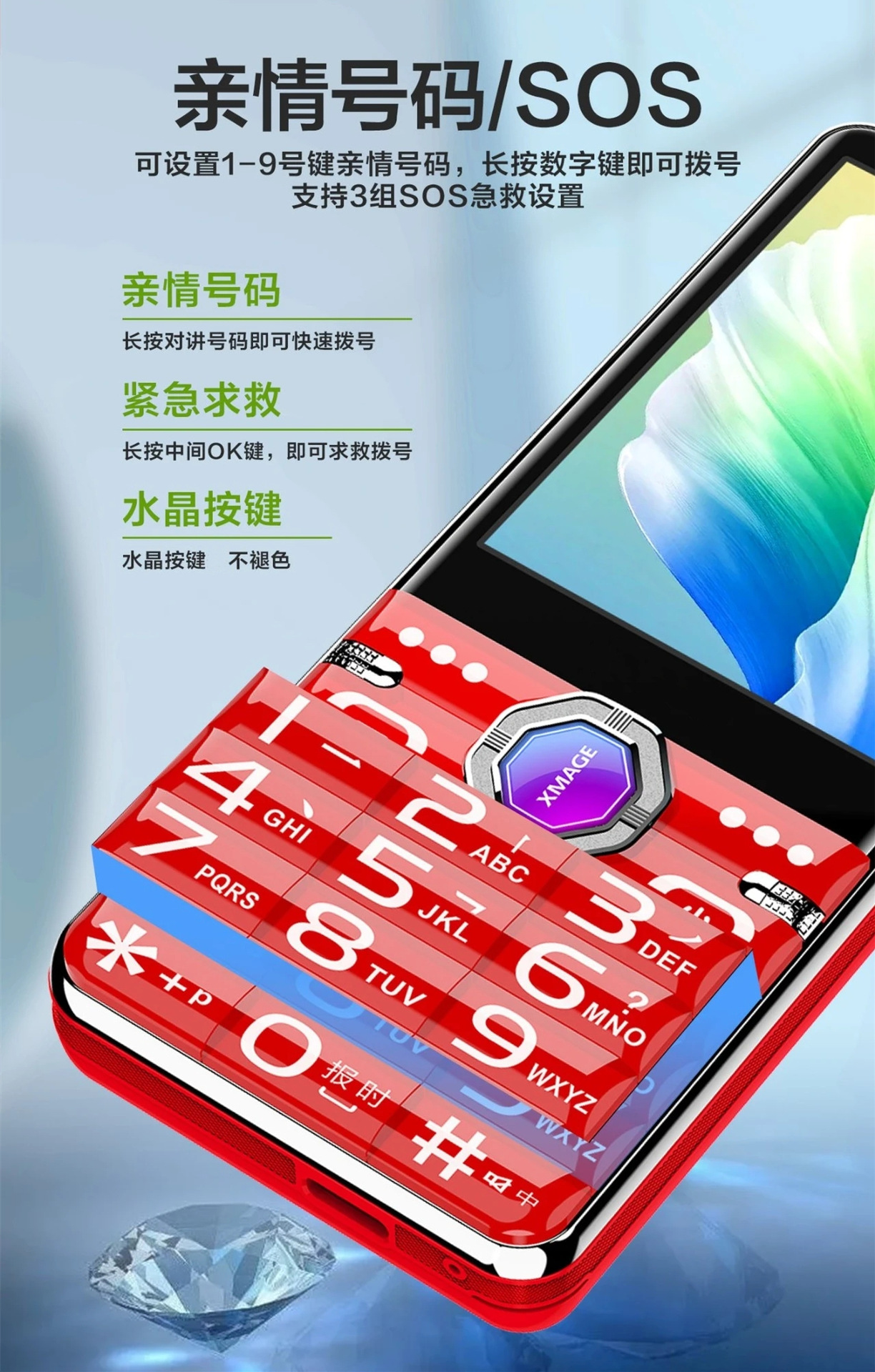 The radio has a high appearance level. It is a 4G senior citizen phone with a 3.0 large screen, crystal, big buttons, loud sound, simple and durable. It is a student phone Application Scenario