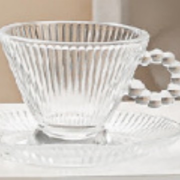 Juego de Taza y Plato de Té de Vidrio Transparente para Desayuno y Té de la Tarde