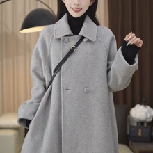 韩版秋冬显瘦中长款大衣小个子宽松2025女赫本风长毛呢气质外套女