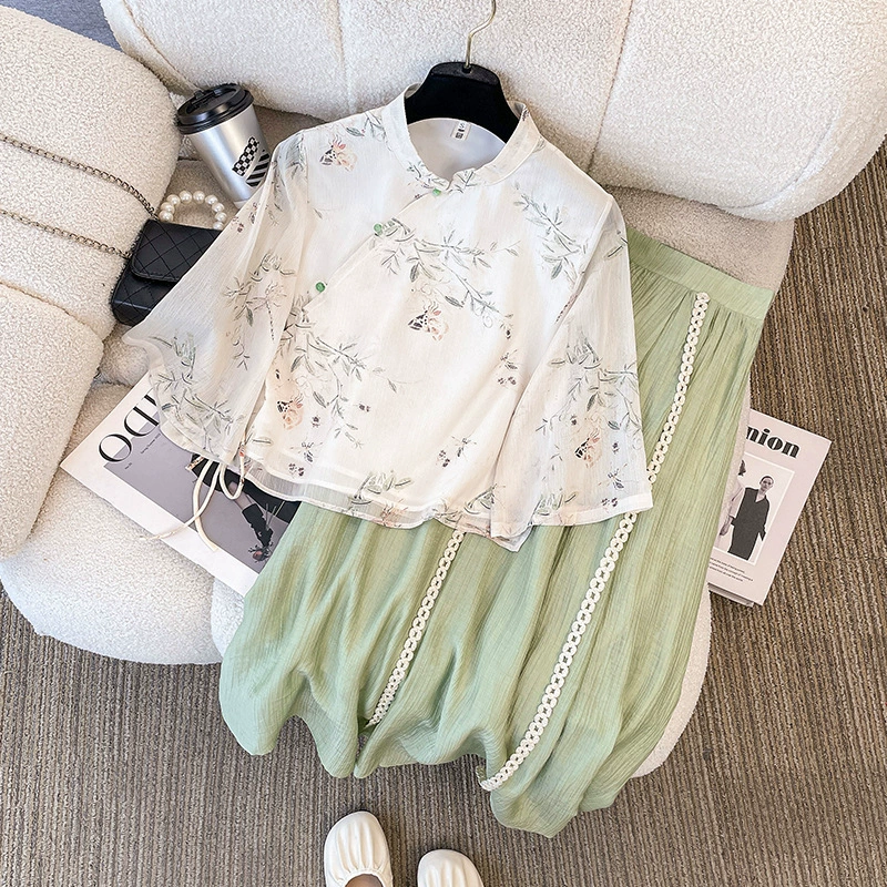 2025 лето новая китайская стрекоза абрикос ретро китайский костюм