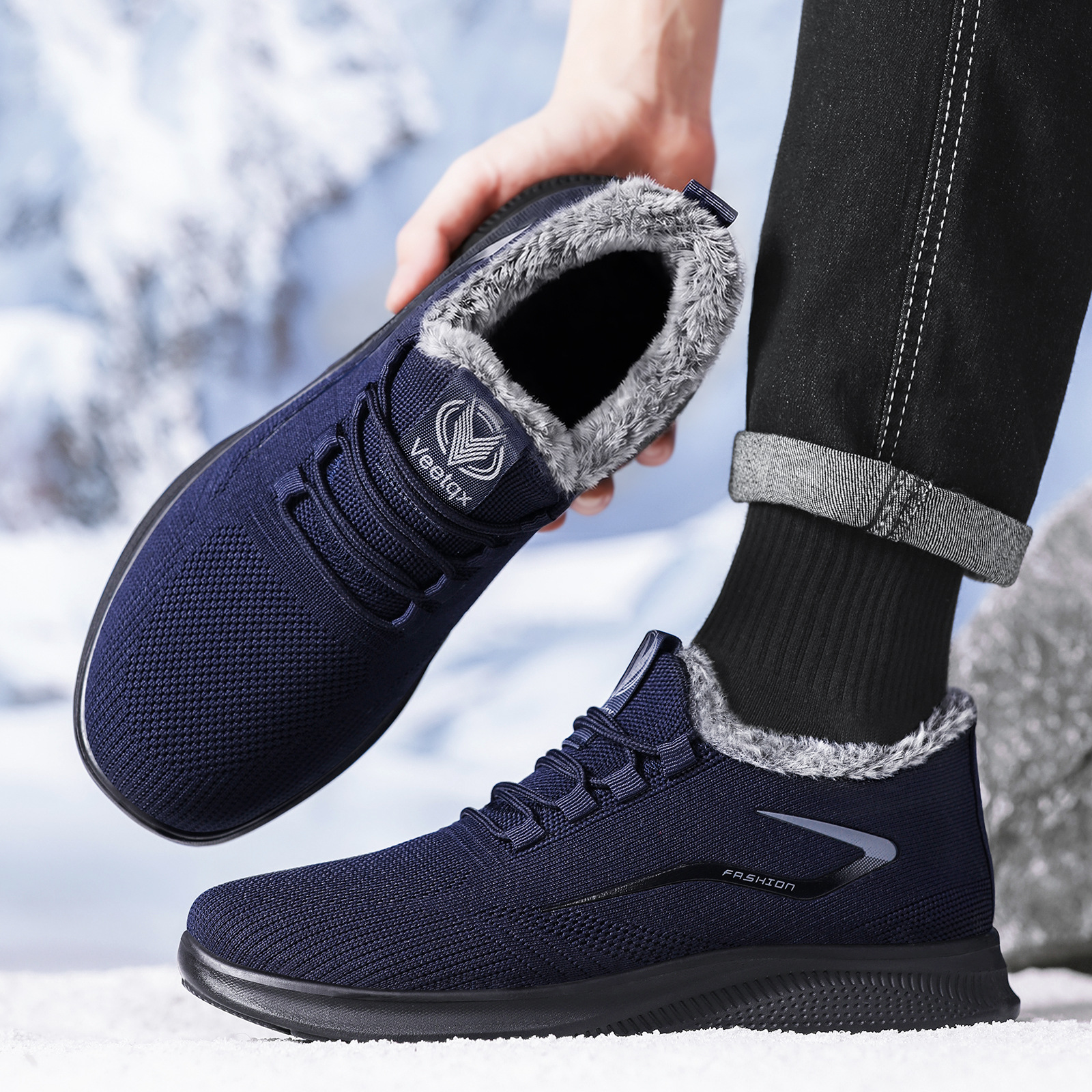 Zapatos de algodón de invierno para hombres de mediana edad, viejos zapatos de tela de Beijing para hombres, zapatos de terciopelo y calentamiento para hombres de edad avanzada image 9