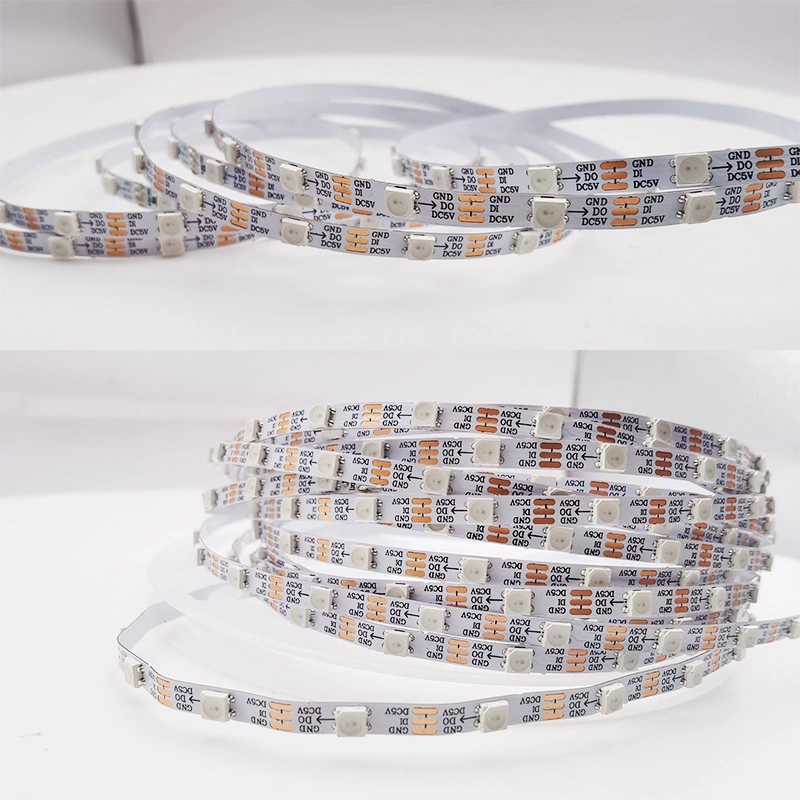 Лента LED WS2812 3535, 5 В USB, узкая печатная плата 4 мм, синхронизация по звуку RGB, IP20 не водостойкая