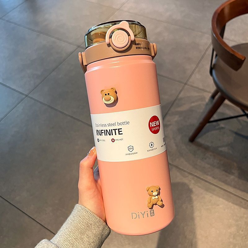 Taza de aislamiento de dos bebidas de gran capacidad de aislamiento de agua de paja de chicas simple portable 316 taza de acero inoxidable ins viento