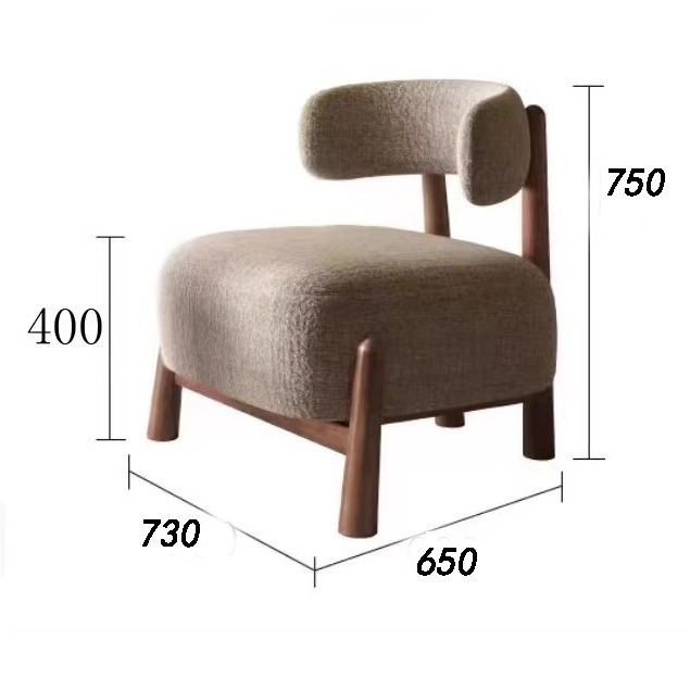 Wabi-Jifeng Modern Simple Home Homestay Hotel Sofá de ocio Silla Sala de estar de madera maciza minimalista Sofá de lujo ligero individual
