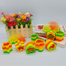 2元店热卖儿童玩具异形彩虹圈塑料弹簧圈3种形状经典玩具厂家批发