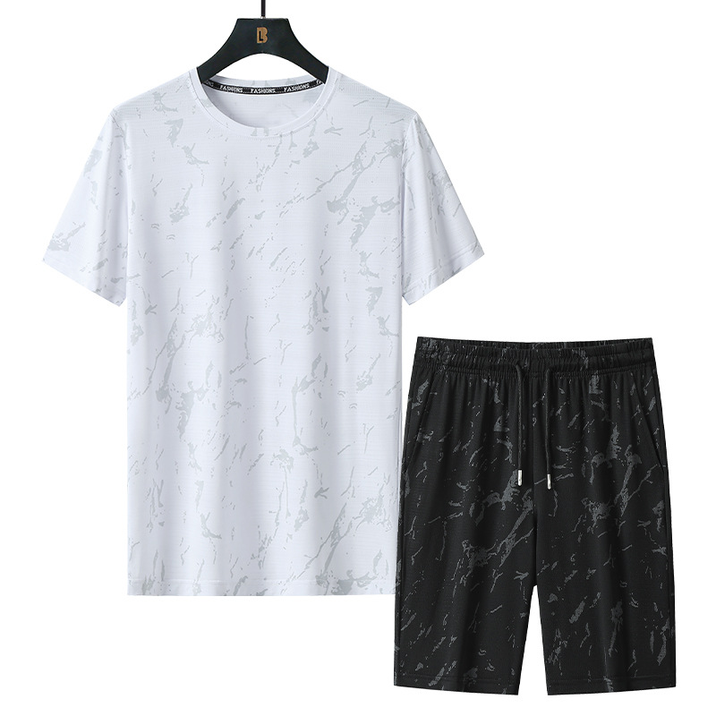 Cross-border M - 8XL traje casual grande hombre gordo traje de manga corta hombre de verano delgado pantalones cortos transpirables