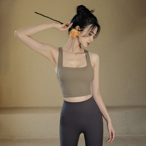 Sports bra women's cross back beauty running training shock-proof yoga clothing vest breast reduction fitness push-up bra summer