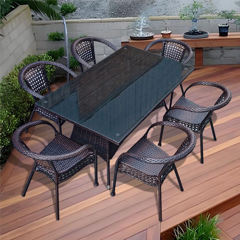 의자 6개 + 150-90 전체 등나무 사각 테이블