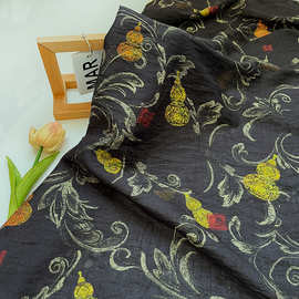 葫芦纹 天丝提花布料新中式国风汉服旗袍连衣裙面料手工diy面料