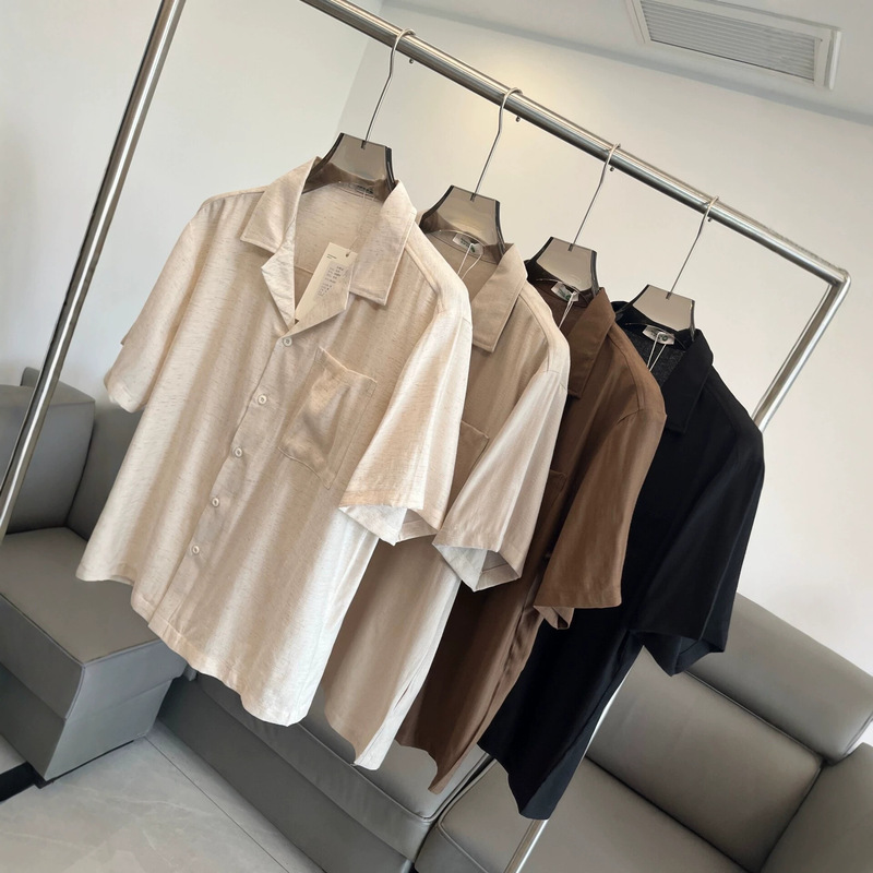 Spanish Order! Classic Cuban Collar, Light Luxury Old Money Style Men's Summer Linen Short-Sleeve Loose Shirt, Trendy