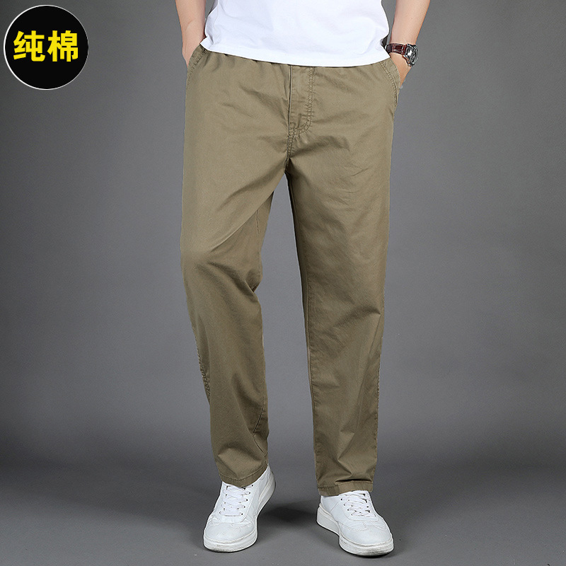2025 nuevo estilo transfronterizo pantalones casuales de algodón pantalones rectos sueltos para hombres pantalones de papá de mediana edad monos pantalones elásticos