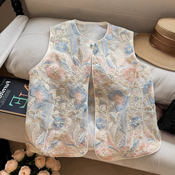 high quality New Chinese Style Guofeng Heavy Industry Embroidered Vest Women's New Summer Popular Lightweight Modified Vest