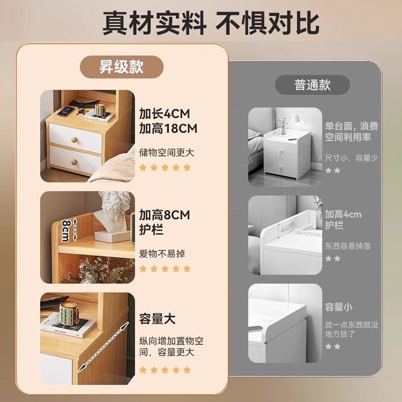Mesa de cabezal de cama dormitorio doméstico elevado gabinete de lado de la cama simple estante moderno estante de libros multicapa armario de almacenamiento armario de almacenamiento