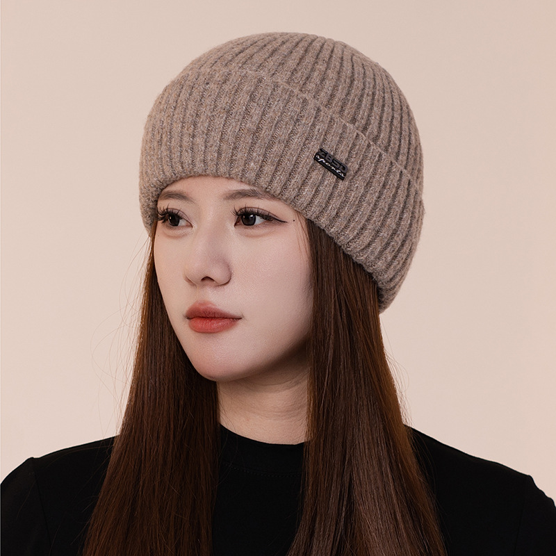 羊毛混纺帽子冬天防寒户外加厚保暖针织帽女ins宽松显脸小兜兜帽